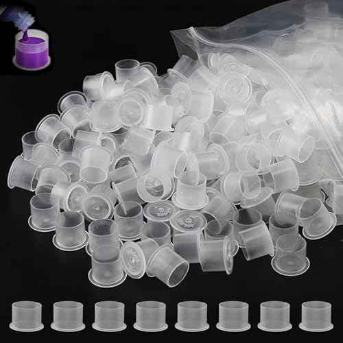 1000Pcs Tattoo Ink Caps Cups - Rayyl Tattoo Ink Cups with Base #14mm Clear Plastic Pigment Cups Disposable Tattoo Ink Caps Cups Container Cups for Tattoo Ink and Pigment... (1000pcs-14mm)