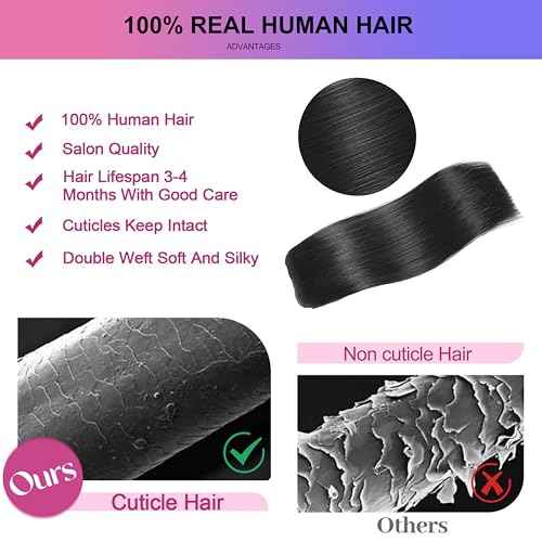 Clip in Hair Extensions Real Human Hair, 22 Inch 110g, 1B Natural Black, Invisible Seamless Straight Remy Human Hair Clip in Extensions for Women 8pcs Per Set with Double Weft