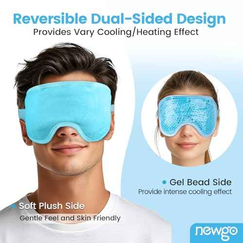 NEWGO Cooling Eye Mask for Puffy Eyes, Cold Eye Mask Eye Ice Pack for After Eyes Surgery, Tension Stress Relief, Itchy Eyes, Headaches, Dark Circles - Blue