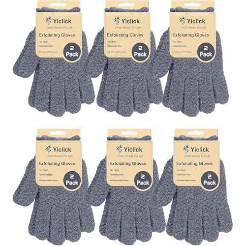 Yiclick 12Pcs Heavy Exfoliating Gloves, Body Scrub Glove For Shower Bath, Body Scrub Exfoliator, Exfoliating Body Scrubber for Bath Shower Exfoliation, Exfoliate Sponge Loofah Washcloth Mitt Men Women