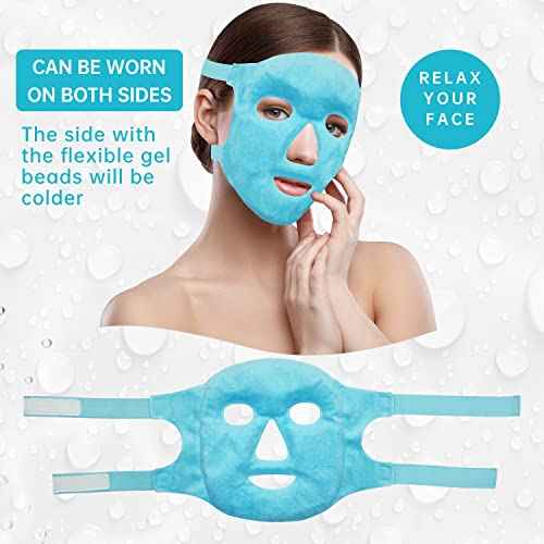 ZN?CUET?D Cold Face Eye Mask Ice Pack Reduce Facial Puff, Dark Circles, Gel Beads Hot Heat Cold Compress Pack, Face SPA for Woman Sleeping, Pressure, Headaches, Skin Care, Post Laser Care[Blue]