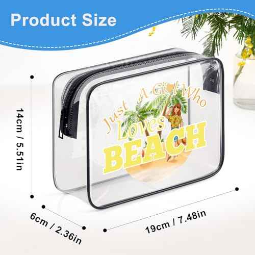 Beach Lover Gift Clear Beach Makeup Bag Beach Gifts for Girls Women Friends Sister Birthday Christmas Graduation Gift PVC Zipper Toiletry Bag Girls Trip Gifts Summer Beach Gifts Girls Weekend Gift