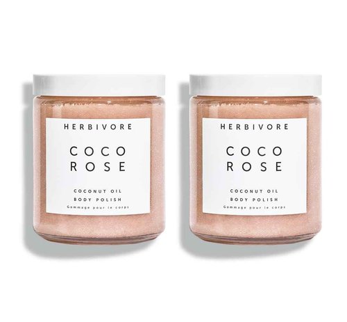 HERBIVORE Coco Rose Exfoliating Body Scrub + In-Shower Moisturizer with Coconut Oil, Shea Butter + Pink Clay for Softer, Smoother Skin | Vegan, Plant-Based, Cruelty-Free, 237 mL / 8 oz (2-pack)