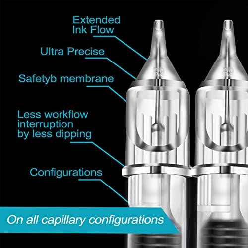 40Pcs Tattoo Cartridge Needles Yugui 1203RL 1205RL 1207RL 1209RL Tattoo Needles for Tattoo Round Liner 0.35mm for Tattoo Machine Tattoo Kit Tattoo Supplies