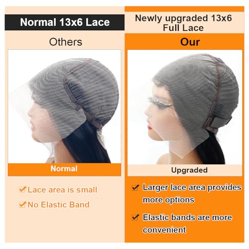 CHEETAHBEAUTY 13x6 Lace Front Wigs Human Hair 16Inch HD Transparent Lace Frontal Wigs 220% Density Brazilian Virgin Straight Human Hair Wigs for Women Pre Plucked with Baby Hair Natural Color