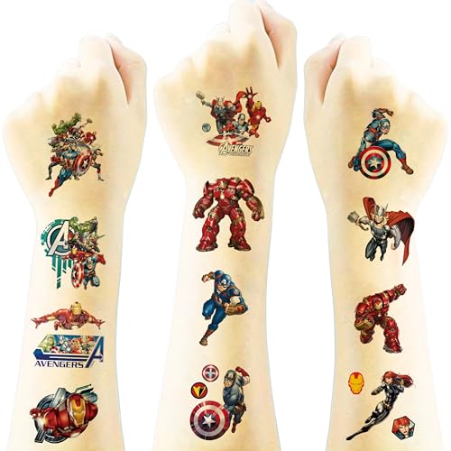 40Sheets Avengers Temporary Tattoos for Kids,Cartoon Avengers Temporary Tattoos Gift For Fan Birthday Party Decorations for Girl Boys Home Activity Class Prizes Carnival Christmas Rewards