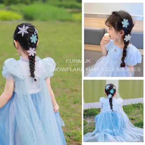 Princess Hair Accessories: Glittery Snowflake Barrettes, Bows, and Hairpins for Women and Girls - Christmas Party Gifts