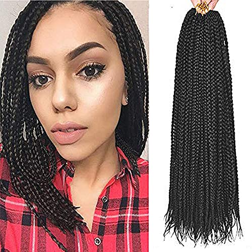16 Inch Box Braid Crochet Hair,Crochet Box Braids,Crochet Braids Box Braids,Crochet Box Braids Pre Looped,1CM In Diameter 3X 100% Synthetic Hair Extensions(132 Strands,1B#)