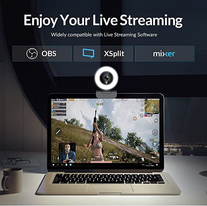 Angetube 1080P Streaming Webcam Kits, 967 HD Web Camera with Microphone and Light, Software Control, Webcam Cover - Web Cam Privacy Shutter to Protect Lens and Security