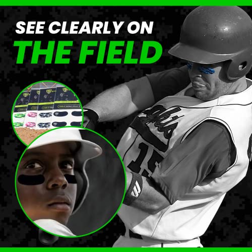 12 Pairs Peel & Stick Athletic Eyeblack Glare Blockers Colored Camo Purple Eye Black Strips (Pink Camo)