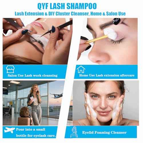 Eyelash Extension Shampoo 500ml Lash Extensions Shampoo Eyelid Foaming Cleanser Paraben & Sulfate Free Non-Irritating for Professional Salon and Home Use