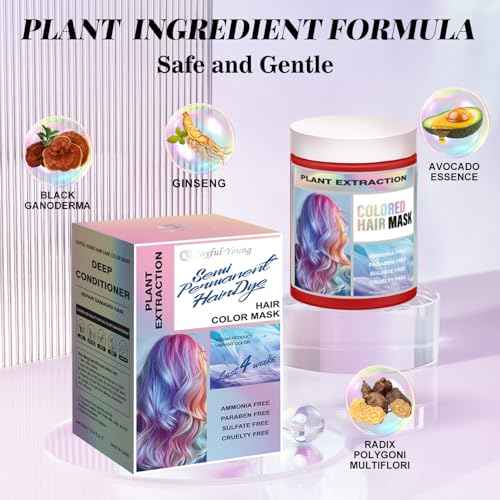 Vegan Semi Permanent Hair Color Mask - 10.15OZ Color Depositing Conditioner for Color-Treated Hair - Ammonia, Paraben, Sulfate & Cruelty-Free - Enhances & Tones Hair - Plant-Based (RED)