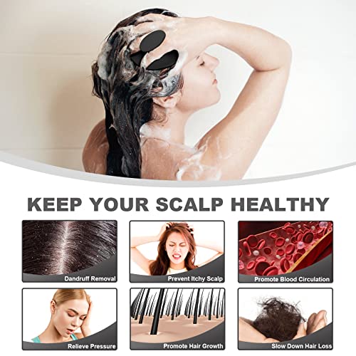Silicone Scalp Massager Shampoo Brush, Scalp Brush for Hair Growth & Dandruff Removal, Hair Scrubber Scalp Stimulator Exfoliator Brush with Soft Bristles for Wet Dry Scalp Care (Black)