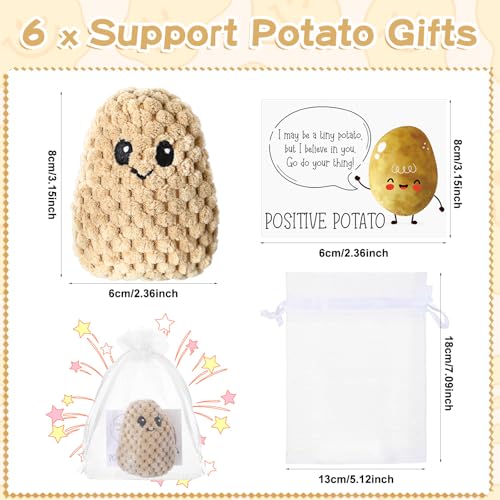 12 Sets Knitted Potato Gifts Christmas Mini Potato Crochet Gifts with Positive Cards Bags Encouragement Support Supplies for Xmas Coworker Employee Team Birthday Party Decor (Classic)