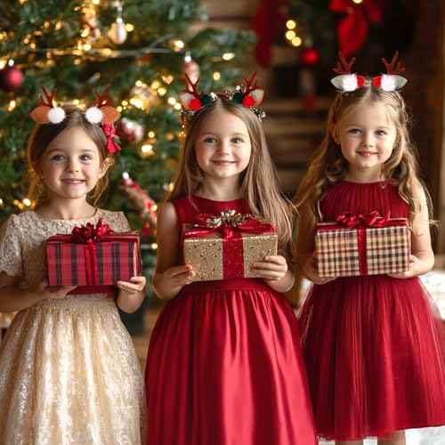 3 Pairs Christmas Reindeer Hair Clips, Cute Antlers Ears Hair Accessories, Deer Ears Headdresses for Girls and Toddlers