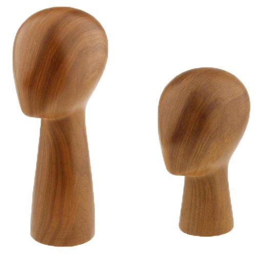 Abstract GFRP imitation Wooden Mannequin Manikin Head Model Hair Wigs Hat Display Holder Stand Rack Block Shop Home Decor Sculpture(L)