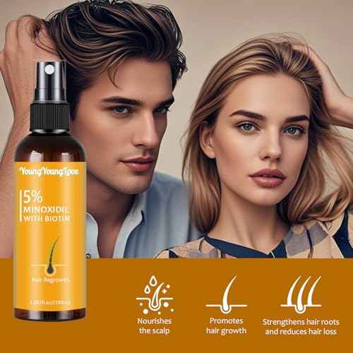 100ml 5% Minoxidil Spray with Biotin - Regrowth Treatment for Men & Women, Promotes Thicker, Stronger, Fuller Hair, Prevents Hair Loss, Minoxidil for Men Hair & Beard, Minoxidil for Women Hair Growth
