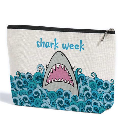 ZHAMEN Makeup Bag, Funny Shark Design, Large Capacity, Waterproof, Multipurpose for Women, Girls, Animal Lovers, Graduation, Friendship, Birthday, Christmas