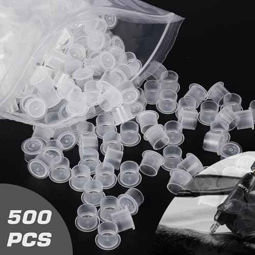 1000Pcs Tattoo Ink Caps Cups - Rayyl Tattoo Ink Cups with Base #14mm Clear Plastic Pigment Cups Disposable Tattoo Ink Caps Cups Container Cups for Tattoo Ink and Pigment... (1000pcs-14mm)