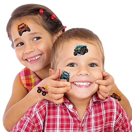 ArtCreativity Monster Truck Individual Temporary Tattoos for Kids - Pack of 144 - Non-Toxic 2 Inch Pre-Cut Tattoos - Moster Truck Birthday Party Favors and Goody Bag Fillers for Boys and Girls