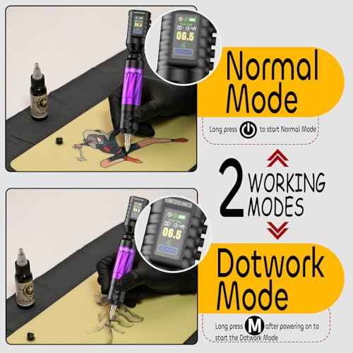 Wormhole Tattoo Gun 43pcs Tattoo Kit Wireless Tattoo Machine with Digital LED Display 1,800 mAh Battery Tattoo Cartridge Needles Tattoo Practice Pen Tattoo Supplies for Beginners WTK287 NEW