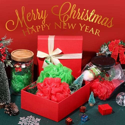 24 Pcs Halloween Bath Loofah Sponge Orange Black Loofah Exfoliating Body Scrubber Shower Sponge 50g Mesh Shower Pouf Balls Gift Set for Women Men Christmas Bathing Accessories