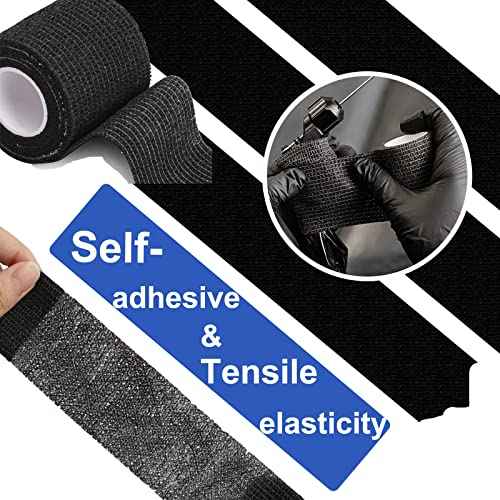 12Pcs Tattoo Grip Tape Machine Gun Wrap Athletic Tattoo Grip Cover Self Adhesive Bandage Wrap Elastic Supplies