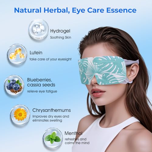 Hydrogel Self Cooling Eye Mask,Cold Eye Mask for Puffy & Burning Eyes,Cold Compress for Fast Relief with Fatigue and Headaches, Individually Wrapped Cool Care Travel Essentials,16 Packs