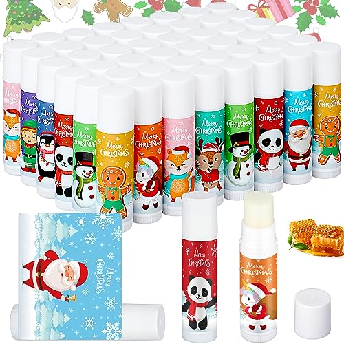 50 Pack Christmas Lip Balms Bulk Christmas Stocking Stuffers Small Xmas Gifts for Coworkers Gingerbread Man Snowman Holiday Thank You Employee Appreciation Gifts for Coworkers Adults Women Men Staff