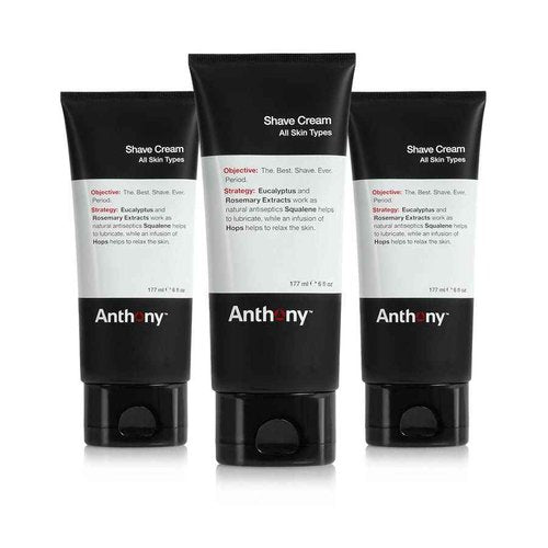 Anthony Shaving Cream Mens Sensitive Skin: Squalane, Eucalyptus, Spearmint and Rosemary Extracts, Help Soothe, Refresh, Cool, and Condition Your Skin for Shave 6 Fl Oz 3 Pack
