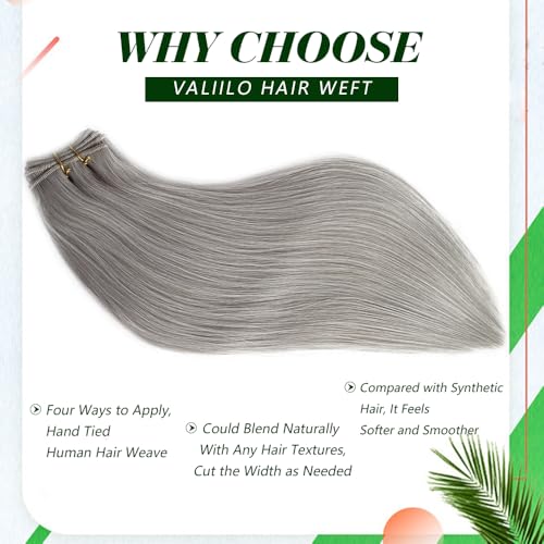 Human Hair Extensions Platinum Sliver 22 Inch Sew in Hair Extensions Real Human Hair Straight Double Weft Extensions for Women Real Hair