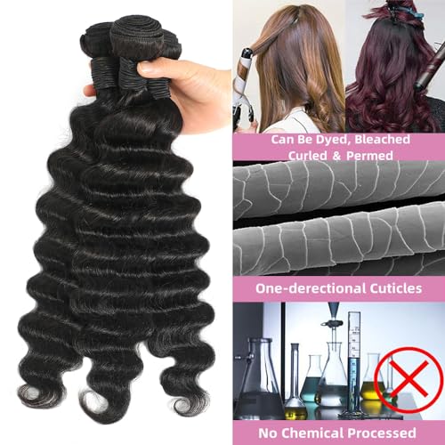 Loose Deep Wave Bundle 3 Bundles Human Hair 18 20 22 Inch 12A Grade 100% Brazilian Human Hair 3 Bundles Double Weft For Black Women Natural Color