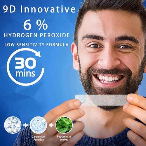 9D Sensitive Teeth Whitening Strips- Professional Enamel-Safe Formula, Fast Stain Removal for Coffee Drinkers & Smokers, Sensitivity-Free Whitening Kit-14Pairs (28Strips)