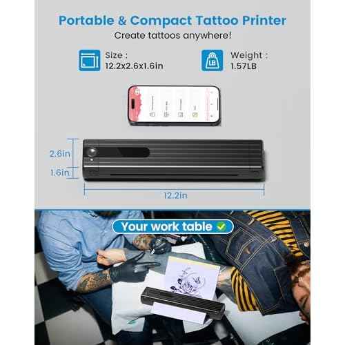 Wireless Tattoo Stencil Printer, Thermal Tattoo Transfer Printer TP83 with 10Pcs Transfer Paper, Bluetooth Tattoo Printer Machine Kit Compatible with iOS£¦Android Phone & PC