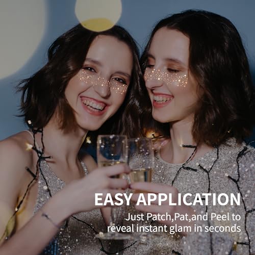 8-Pack Iridescent Multichrome Glitter Tattoos, Waterproof Sparkle Freckle Patches for Women & Teens, Cute Star Face Stickers for Festival & Party Use