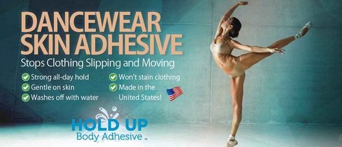 Hold Up Body Adhesive Premium – Body Glue for Dancers Roll On Skin Adhesive for Compression Socks Thigh Highs Costumes Clothing Lingerie Fashion Cosplay – 2 oz Roll On, 4-Pack