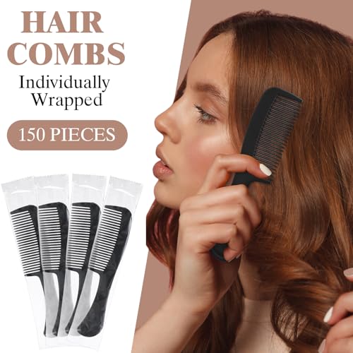 Layhit 150 Pack Bulk Hair Combs Individually Wrapped Plastic Hair Comb Set Christmas Boxes Gifts Travel Pocket Sturdy for Women, Kids, Men, Homeless, Shelter, Nursing, Hotel, Home, Charity Church