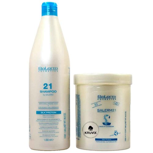 Salerm 21 B5 Silk Protein Leave-in Conditioner 34.5 Ounce and Silk Protein 21 Shampoo 36 Ounce Combo Set by Kruvix