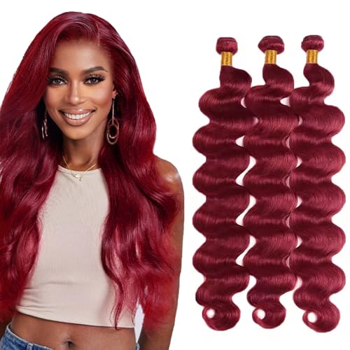 99J Human Hair Bundles Burgundy Body Wave Bundle 12 14 16 Inch Wine Red Body Wave Bundles Human Hair Unprocessed Virgin Hair 3 Bundle