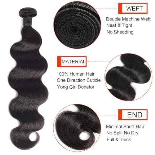 12A Human Hair Bundles 18 20 22 24 Inch Body Wave Bundles Human Hair Unprocessed Brazilian Virgin Raw Remy Hair 4 Weaves Bundles for Women Natural Color