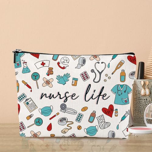 Inspirational Nurse Gifts, Makeup Bag Nurse Accessories for Work Nursing Practitioner Gift for Women Cosmetic Bag Rn Gifts for Nurses Graduation Nurse's Week Appreciation Christmas Birthday Gift