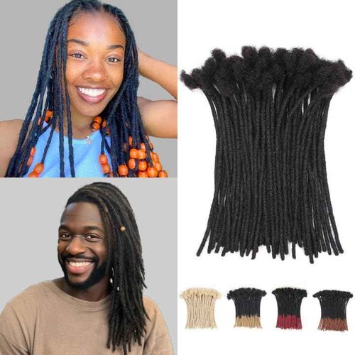 QUISDUIS 12 inch Loc Extensions Human Hair, 50 Strands Permanent Dreadlock Extensions Human Hair 0.4cm Width 100% Full Handmade Dreads Can Be Dyed and Bleached(black)
