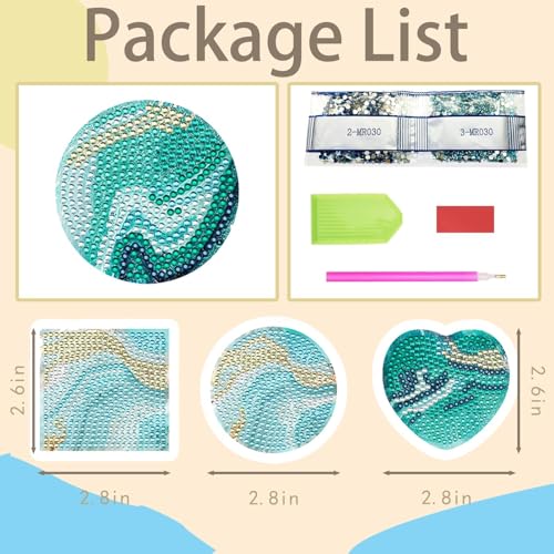 4 Pcs Diamond Painting Compact Mirror, Ocean Diamond Art Mirror Kits DIY Pocket Mirror, Unbreakable Portable Magnifying Folding Purse Mirror Makeup Mirror for Beginner Women