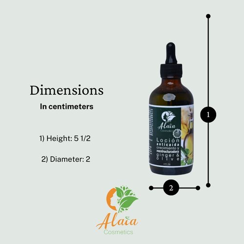 Alaia Cosmetics Corp - Advanced Hair Growth Stimulator. Ginger and Olive Dropper. Restores the hair follicle and prevents hair loss, provides natural shine, firmness and softness to the scalp. 4oz