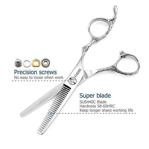 Hair Scissors Set 5.5 Inch Professional Barber Scissors Set Hair Cutting Scissors Hairdresser Scissors Thinning Shears 440C KINSARO