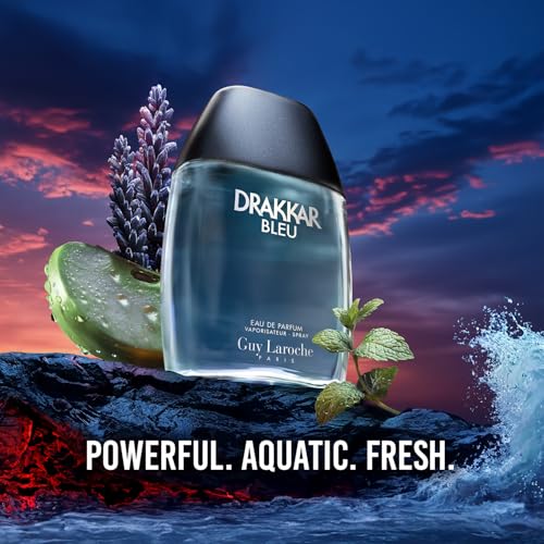Guy Laroche Drakkar Bleu - Iconic Designer Fragrance - Powerful, Aquatic & Fresh Eau de Parfum - Aquatic Foug?re - Long Lasting Mens Cologne - Day and Evening Scent 3.4 Fl Oz