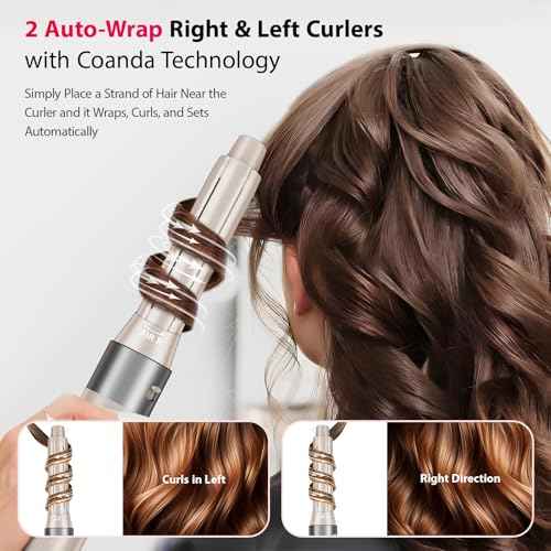 5 in 1 Hair Air Styler - Rotating Hair Dryer Brush 110000 RPM for Fast Drying & Hot-Air Automatic Wrap Curlers for Curling, Frizz-Free Blow Dryer Brush for Straightening Volumizing No Heat Damage