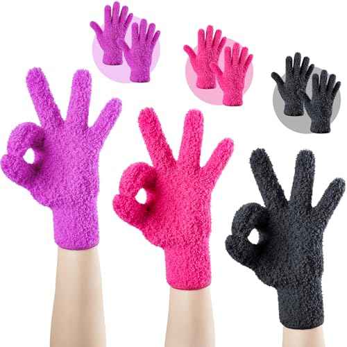 3 Pairs Reusable Microfiber Hair Dye Gloves for Hair Coloring & Cleaning - Protects Hands, Prevents Damage to Fragile Hair, Ensures Efficient Dye Application, Machine Washable Eco-Friendly Use