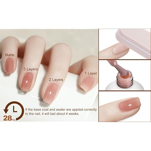 Artdone Sheer Gel Nail Polish Set Jelly UV Gel 6 Colors Translucent Milky White Pink Nude Brown Colors Nail Polish For All Seasons Neutral Soak off LED Lamp Gel Manicure Kit For Nail Art