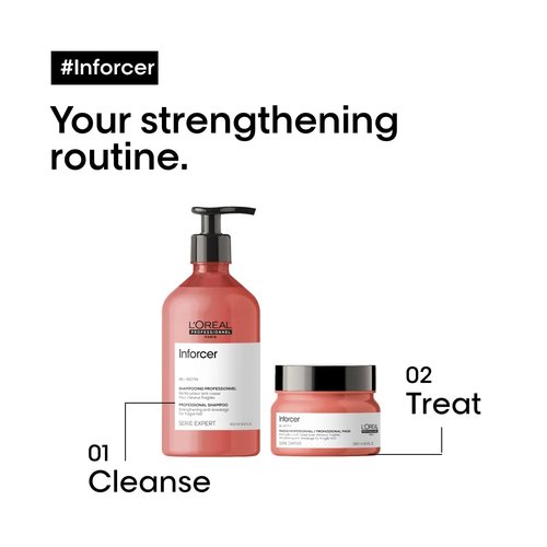 L'Oréal Professionnel Paris Inforcer Strengthening Shampoo & Conditioner Set - Prevents Breakage and Adds Softness For Weak, Fragile & Damaged Hair, With Biotin